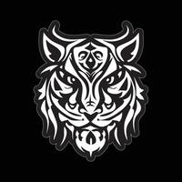 Tiger face sticker black and white for printing vector