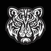 Tiger face sticker black and white for printing vector