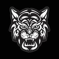 Tiger face sticker black and white for printing vector