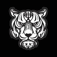 Tiger face sticker black and white for printing vector