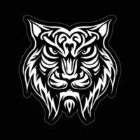 Tiger face sticker black and white for printing vector