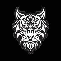 Tiger face sticker black and white for printing vector