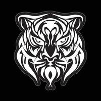 Tiger face sticker black and white for printing vector