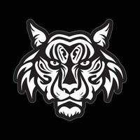 Tiger face sticker black and white for printing vector