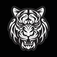 Tiger face sticker black and white for printing vector