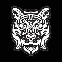 Tiger face sticker black and white for printing vector