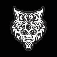 Tiger face sticker black and white for printing vector