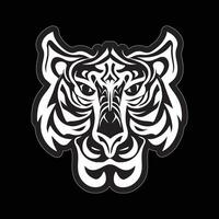 Tiger face sticker black and white for printing vector