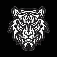 Tiger face sticker black and white for printing vector