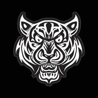 Tiger face sticker black and white for printing vector