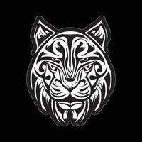 Tiger face sticker black and white for printing vector