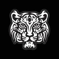 Tiger face sticker black and white for printing vector