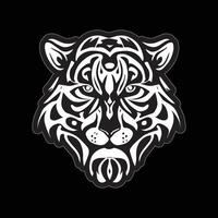 Tiger face sticker black and white for printing vector