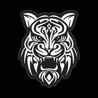 Tiger face sticker black and white for printing vector