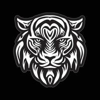 Tiger face sticker black and white for printing vector