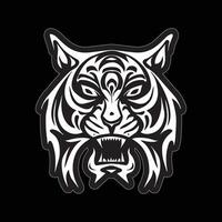 Tiger face sticker black and white for printing vector