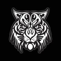 Tiger face sticker black and white for printing vector