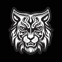 Tiger face sticker black and white for printing vector