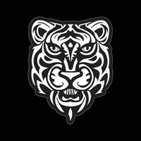 Tiger face sticker black and white for printing vector