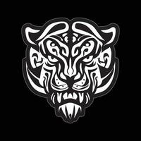 Tiger face sticker black and white for printing vector