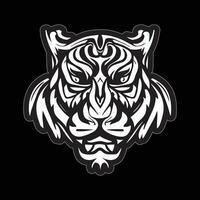 Tiger face sticker black and white for printing vector