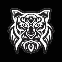 Tiger face sticker black and white for printing vector