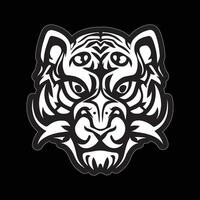 Tiger face sticker black and white for printing vector