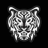 Tiger face sticker black and white for printing vector