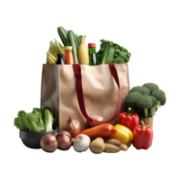 Shopping bag with groceries isolated png