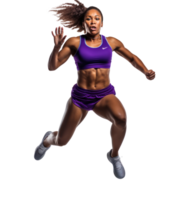 A female sports runner jumping isolated png