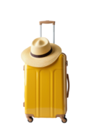 Suitcase with summer hat isolated png