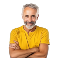 Business man in yellow shirt isolated png