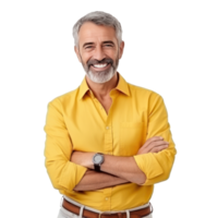 Business man in yellow shirt isolated png