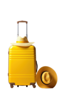 Suitcase with summer hat isolated png