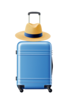 Suitcase with summer hat isolated png