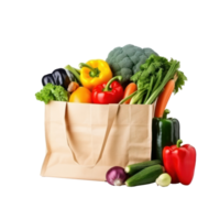 Shopping bag with groceries isolated png