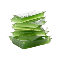 Stack of Aloe vera sliced with gel dripping isolated png