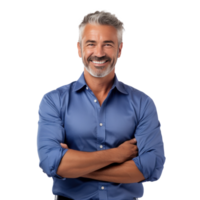 Business man in blue shirt isolated png