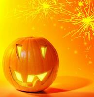 Halloween glowing pumpkin photo