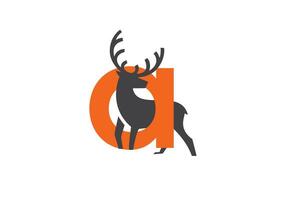 this is a letter A text and deer head logo design vector