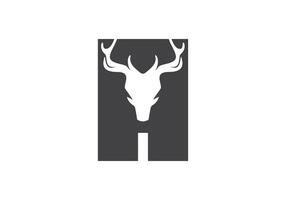 this is a letter A text and deer head logo design vector