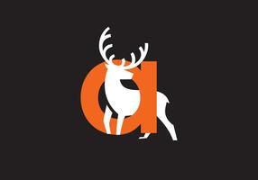 this is a letter A text and deer head logo design vector