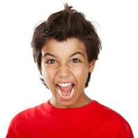 Screaming boy portrait photo