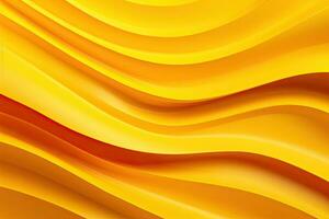 Abstract orange wavy background. 3d rendering, 3d illustration. Abstract folded paper effect. Bright colorful yellow background, AI Generated photo
