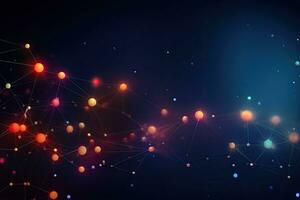 Abstract polygonal space low poly dark background with connecting dots and lines. Connection structure. 3d rendering, Abstract digital connection dots and lines. Technology background, AI Generated photo
