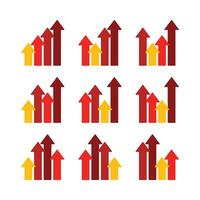 red arrow icon set symbol of development, growth. simple vector design on white background.