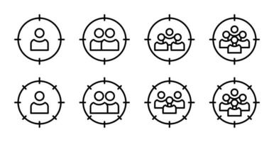 target focus or target market icon set, business concept design. vector for web and app