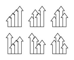 arrow symbol set icon development, growth. line vector design on white background.