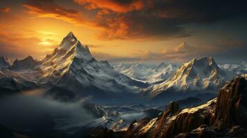 Sunrise over the mountains photo