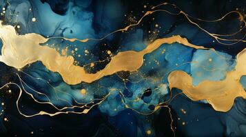 blue and gold marble texture background photo
